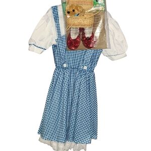 Rubies‎ Wizard Of Oz Dorothy Costume Dress Red Slippers Basket Dog Blue Ribbon